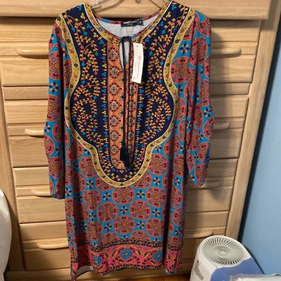 Urban Coco Multicolor Bohemian Long Sleeve Dress XXL - Picture 1 of 11